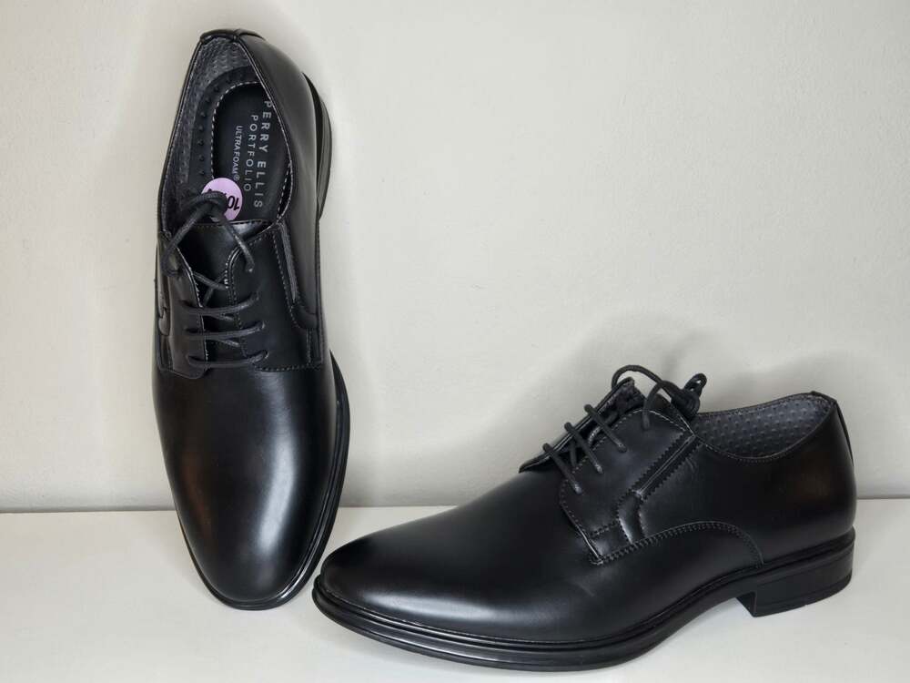 Perry Ellis Portfolio Men's Ultra Foam Black Dress Shoes Size 10.5 Wide